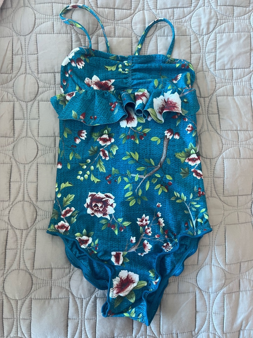 Agua Bendita LULU MAYURA Floral One-Piece Swimsuit NWT Girls Size 4